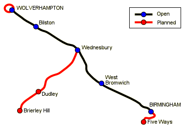 Midland Metro map