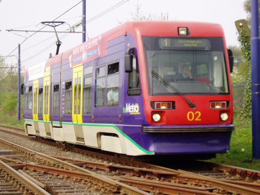 Midland Metro tram 02 at Winson Green, Outer Circle stop
