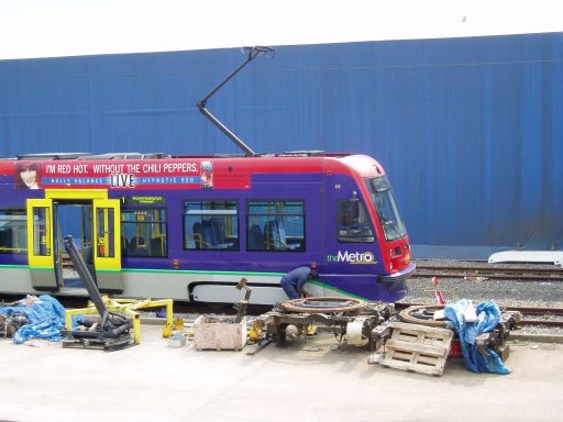 Midland Metro tram 03 at Wedesbury depot
