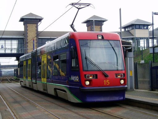 Midland Metro tram 15 at The Hawthorns stop