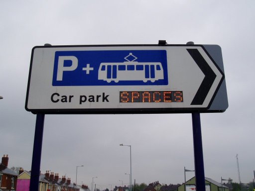Midland Metro sign at Priestfield park and ride