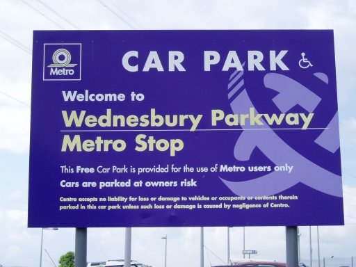 Midland Metro sign at Wednesbury Parkway stop