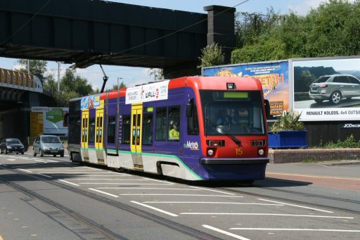 Midland Metro tram 15 at Bilston Road, Wolverhampton