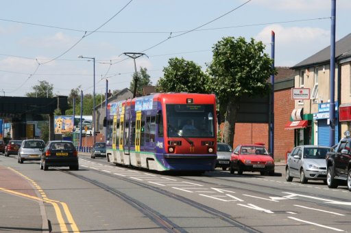 Midland Metro tram 11 at Bilston Road, Wolverhampton