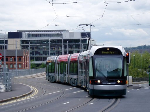 Nottingham Express Transit tram 203 at Collin Street viaduct