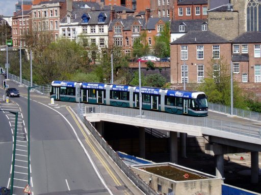 Nottingham Express Transit tram 214 at Collin Street viaduct
