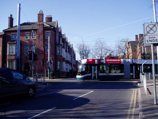Nottingham Express Transit tram First day at near High School