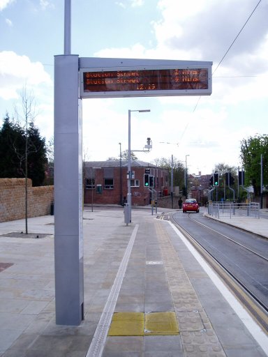 Nottingham Express Transit tram stop at Passenger Information Display