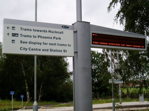 Nottingham Express Transit sign at Highbury Vale stop