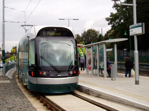 Nottingham Express Transit tram 201 at Bulwell stop