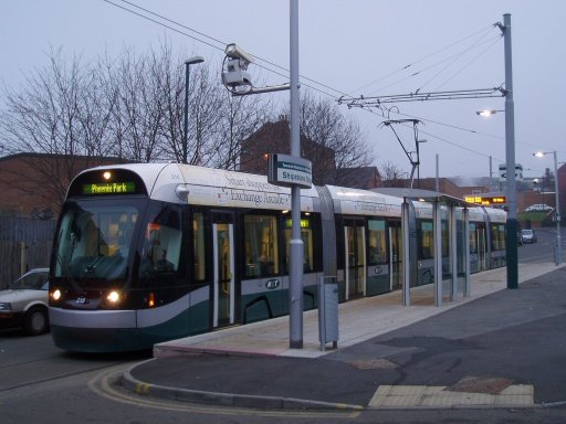 Nottingham Express Transit tram 215 at Shipstone Street stop