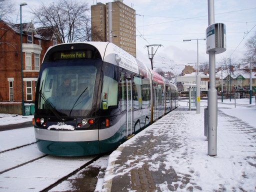Nottingham Express Transit tram 202 at The Forest stop