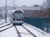 thumbnail picture of Nottingham Express Transit tram snow at Butler's Hill