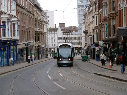 Nottingham Express Transit tram 214 at Market Street