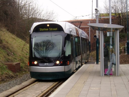 Nottingham Express Transit tram 205 at Cinderhill stop