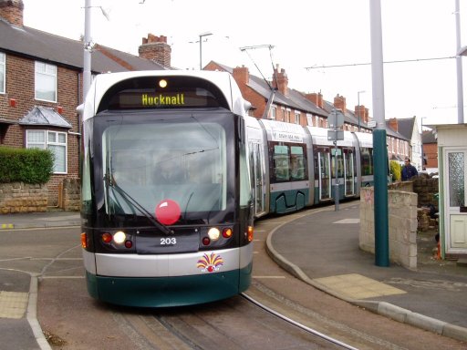 Nottingham Express Transit tram 203 at Gladstone Street