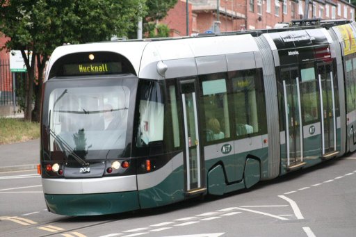 Nottingham Express Transit tram 204 at Gladstone Street