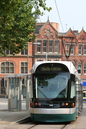 Nottingham Express Transit tram 215 at Royal Centre stop