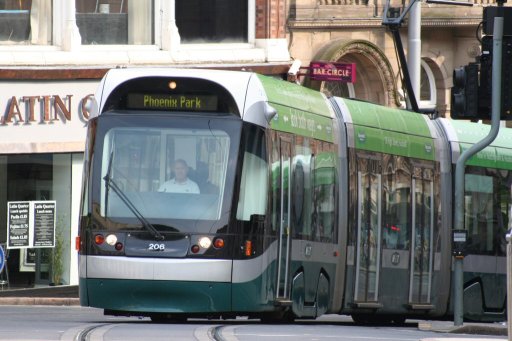 Nottingham Express Transit tram 206 at Market Street