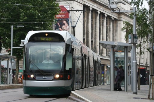 Nottingham Express Transit tram 210 at Old Market Square stop