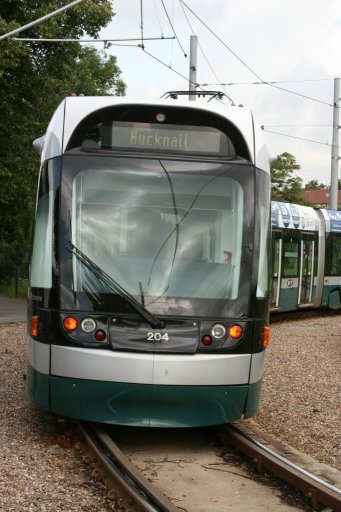 Nottingham Express Transit tram 204 at Wilkinson Street