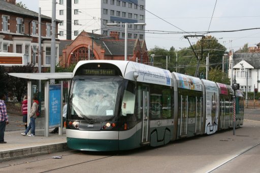 Nottingham Express Transit tram 203 at The Forest stop