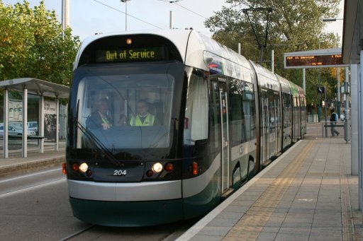 Nottingham Express Transit tram 204 at The Forest stop