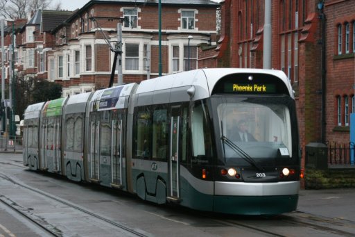 Nottingham Express Transit tram 203 at Noel Street