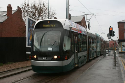Nottingham Express Transit tram 215 at Wilkinson Street