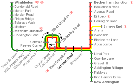 Croydon Tramlink system diagram