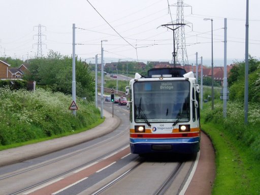 Sheffield Supertram tram 108 at Donetsk Way