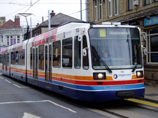 Sheffield Supertram tram 113 at Hillsborough
