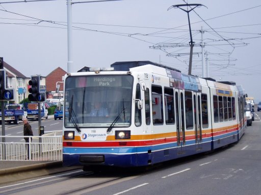 Sheffield Supertram tram 118 at Norton Avenue Gleadless