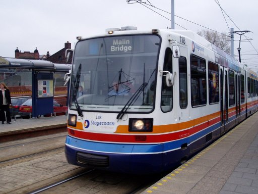 Sheffield Supertram tram 118 at University of Sheffield stop
