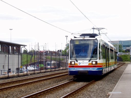 Sheffield Supertram tram 118 at Nunnery depot