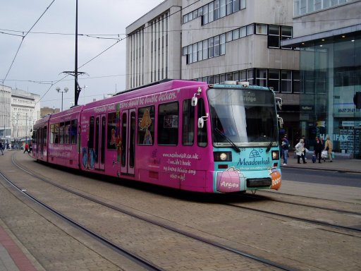 Sheffield Supertram tram 120 at Cathedral