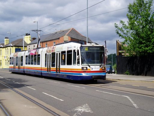 Sheffield Supertram tram 122 at Langsett Road