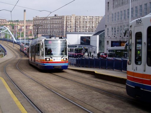 Sheffield Supertram Route at Fitzalan Square/Ponds Forge