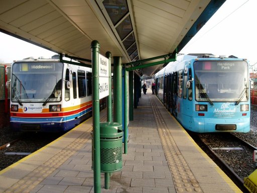 Sheffield Supertram tram 119 at Meadowhall stop