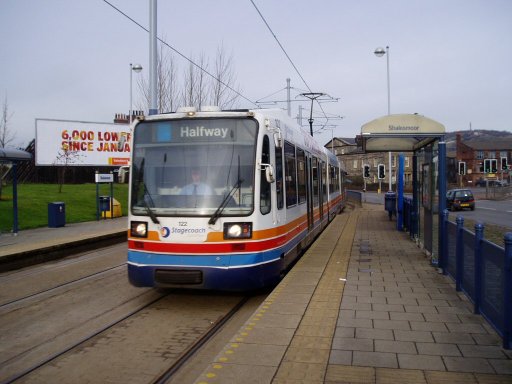 Sheffield Supertram tram 122 at Shalesmoor stop
