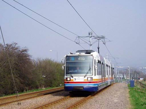 Sheffield Supertram tram 108 at Birley Lane