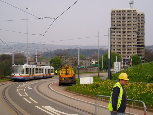 Sheffield Supertram tram grange at Park Grange Road
