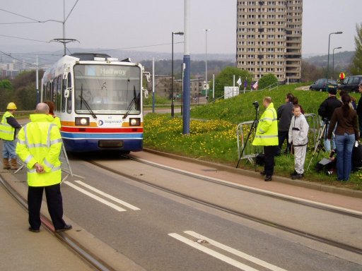 Sheffield Supertram tram grange at Park Grange Road