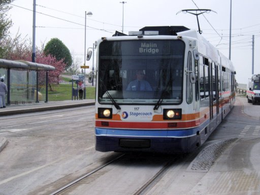 Sheffield Supertram tram grange at Park Grange stop