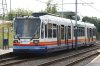 thumbnail picture of Sheffield Supertram tram 123 at Meadowhall South/Tinsley stop