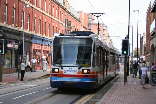 Sheffield Supertram tram 118 at West Street