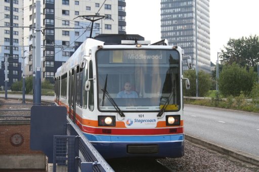 Sheffield Supertram tram 101 at Netherthorpe Road