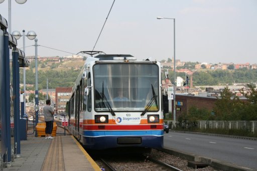 Sheffield Supertram tram 123 at Netherthorpe Road stop