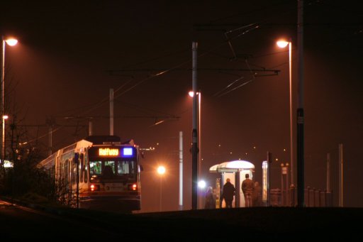 Sheffield Supertram tram night at Beighton/Drake House Lane stop