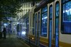 thumbnail picture of Sheffield Supertram tram night at Cathedral stop